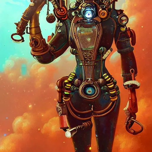 Prompt: lofi underwater bioshock steampunk biopunk portrait, Pixar style, by Tristan Eaton Stanley Artgerm and Tom Bagshaw.