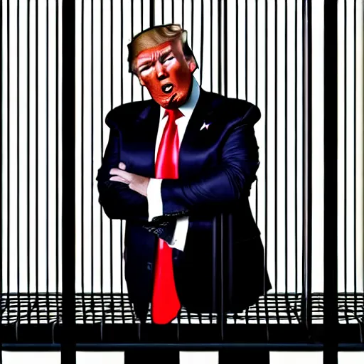 Prompt: Donald Trump in a cage | Realistic