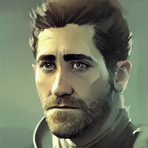 Image similar to “ portrait of jake gyllenhaal by greg rutkowski, young, attractive, highly detailed portrait, scifi, digital painting, artstation, concept art, smooth, sharp foccus ilustration, artstation hq ”