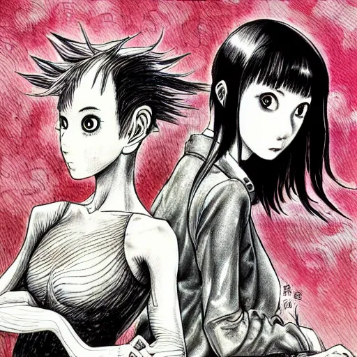 Image similar to “ art by junji ito and yoshitaka amano ”