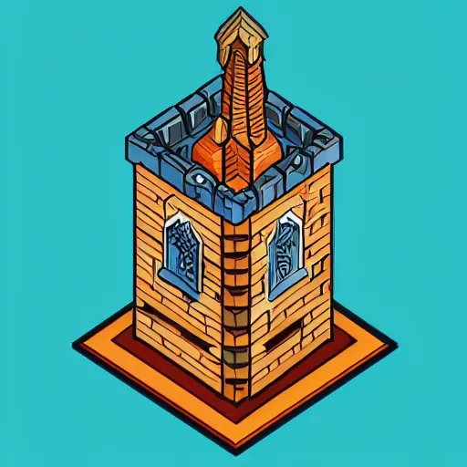 Image similar to isometric view of a wizard tower, lineart, sharp edges