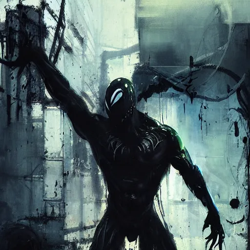 Image similar to venom symbiote painter by jeremy mann