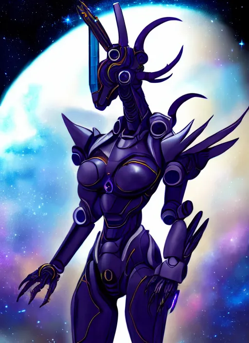 Image similar to cinematic goddess shot, cosmic sized perfectly proportioned stunning beautiful hot anthropomorphic robot mecha female dragon, in space, nebula background, larger than galaxies, holding galaxy, sharp claws, sleek silver armor, epic proportions, epic size, epic scale, digital art, furry art, macro art, dragon art, giantess art, warframe fanart, furaffinity, deviantart