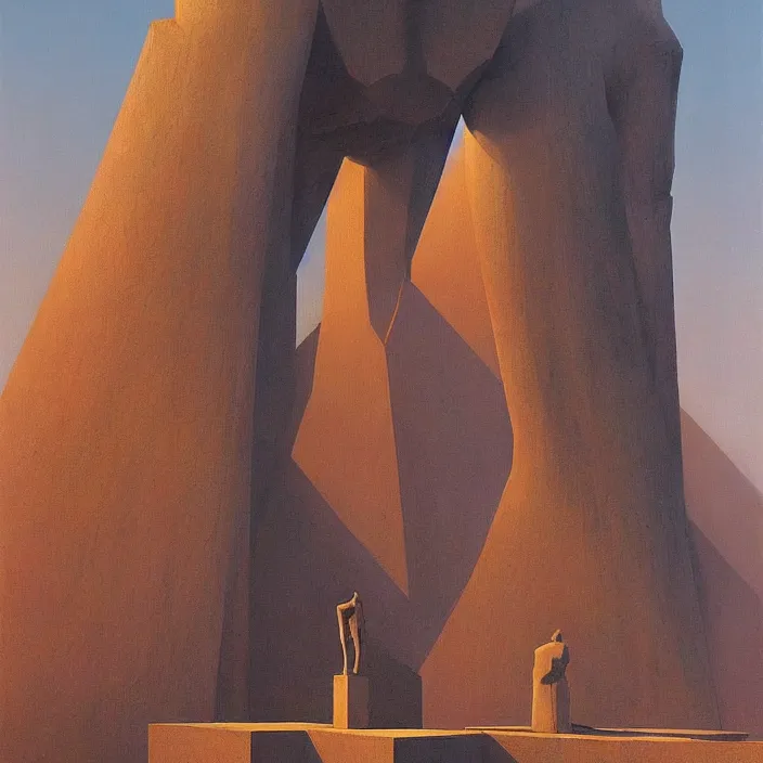 Image similar to nuke the giant statue, science fiction, Edward Hopper and James Gilleard, Zdzislaw Beksinski, highly detailed