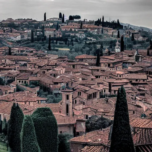 Prompt: a beautiful dystopian photo of san miniato, surreal, hyper detail, atmosphere
