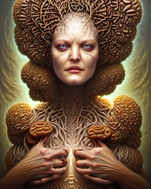 Image similar to detailed portrait of biopunk drew barrymore marshmallow fractal chocolate graham cracker beautiful! by tomasz alen kopera and peter mohrbacher and johanna martine! and margaret keane! elegant alluring luminescent