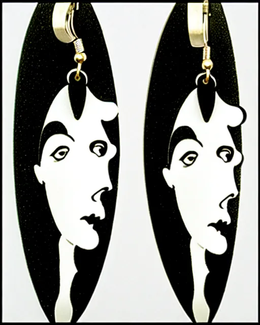 Image similar to aubrey beardsley, 2 d lasercut earrings, 8 k resolution, detailed