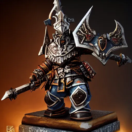 Prompt: warhammer fantasy chaos warrior toy statue, sensual, cinematic, studio light, 8 k