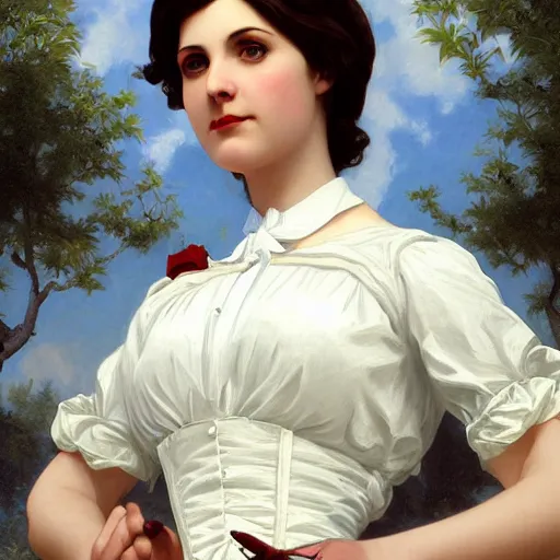 Prompt: Portrait of Elizabeth from Bioshock Infinite, art by William Adolphe Bouguereau, extremely detailed, 4K