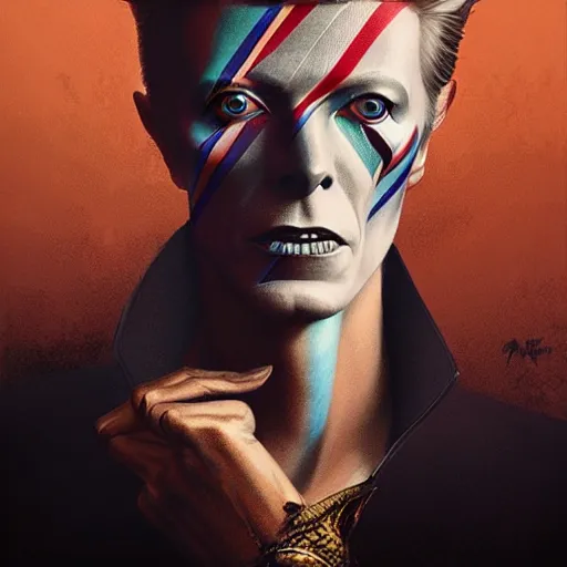 Prompt: a portrait of david bowie as a wizard, upper half portrait, urban motifs, intricate, elegant, highly detailed, digital painting, trending on artstation, concept art, smooth sharp focus, illustration, art by artgerm and greg rutkowski