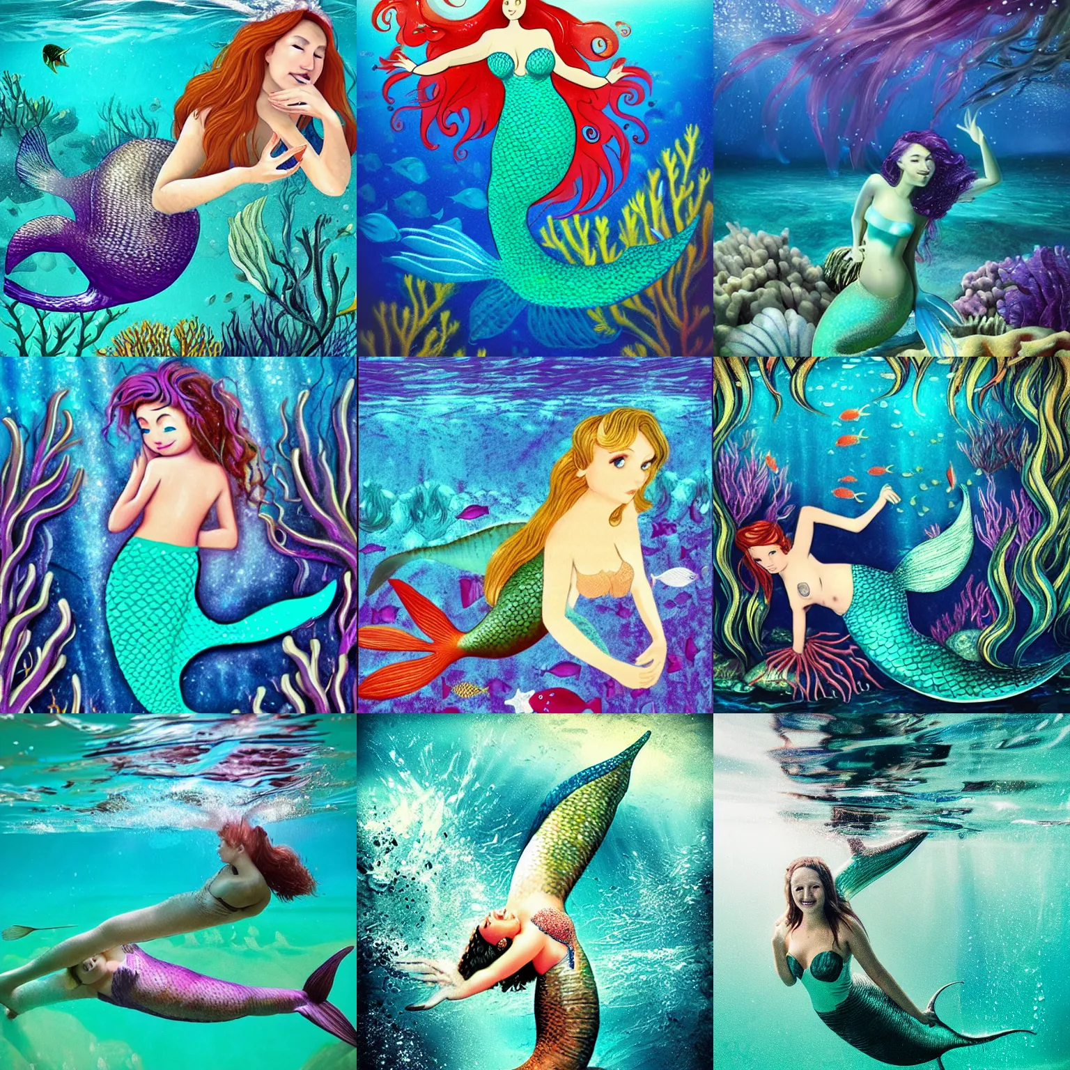 Prompt: mermaid underwater