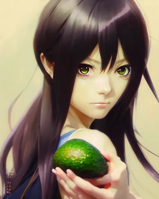 Image similar to portrait Anime avocado cosplay girl cute-fine-face, pretty face, realistic shaded Perfect face, fine details. Anime. realistic shaded lighting by katsuhiro otomo ghost-in-the-shell, magali villeneuve, artgerm, rutkowski Jeremy Lipkin and Giuseppe Dangelico Pino and Michael Garmash and Rob Rey