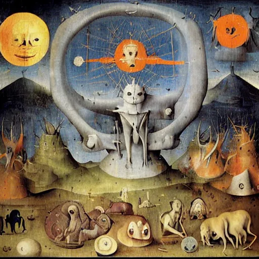 Image similar to apocalypse. By hieronymous Bosch and Lisa Frank