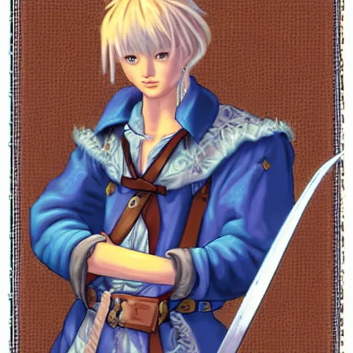 Image similar to PSX JRPG character portrait of a Geomancer John Adams