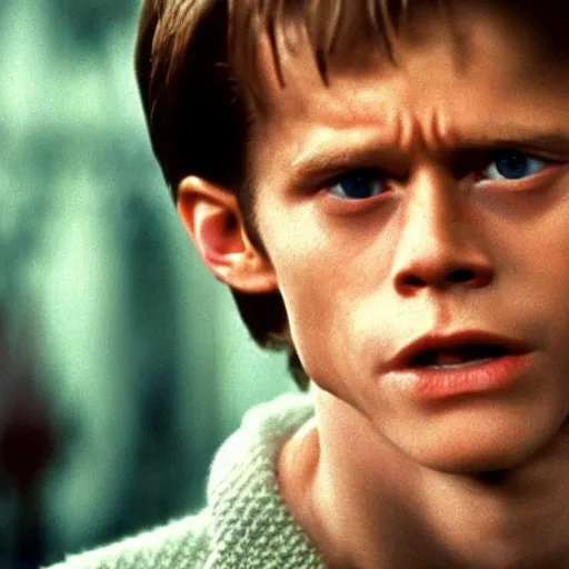 Prompt: Film Still of a Young Willem Dafoe playing a character in Harry Potter, Film Still, realistic, hyperrealistic, very realistic, very very realistic, highly detailed, very detailed, extremely detailed, detailed, detailed face, very detailed face, very detailed face, realism, HD Quality, 8k resolution, intricate details, body and head in frame, Real Life