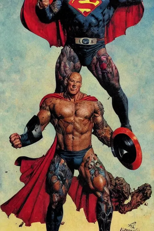 Prompt: full body and head portrait of martyn ford as superhero the thing, dynamic action, painted by norman rockwell and phil hale and greg staples and tom lovell and frank schoonover and jack kirby, single character