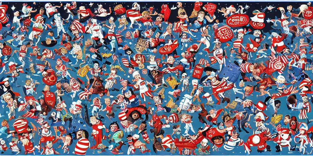 Prompt: a huge Where’s Waldo on the moon puzzle