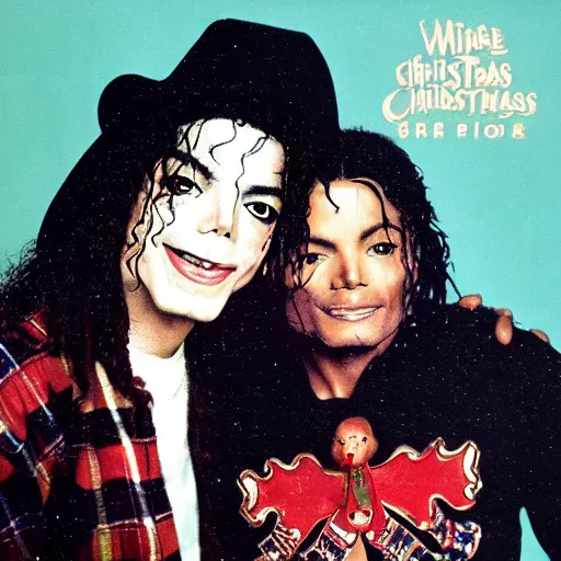 Prompt: album cover for michael jackson and willie nelson's christmas album