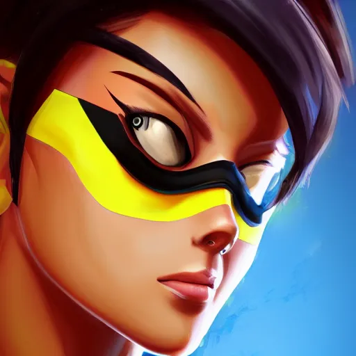 overwatch tracer, clean face, with a very beautiful