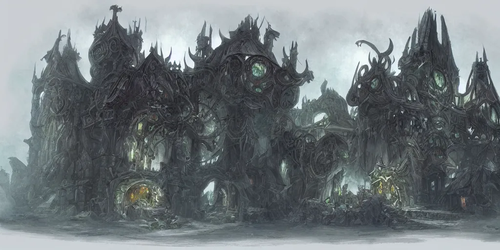 Image similar to a fantasy architectural, drawn by sebastian luca, world of warcraft, dungeons and dragons, concept art.