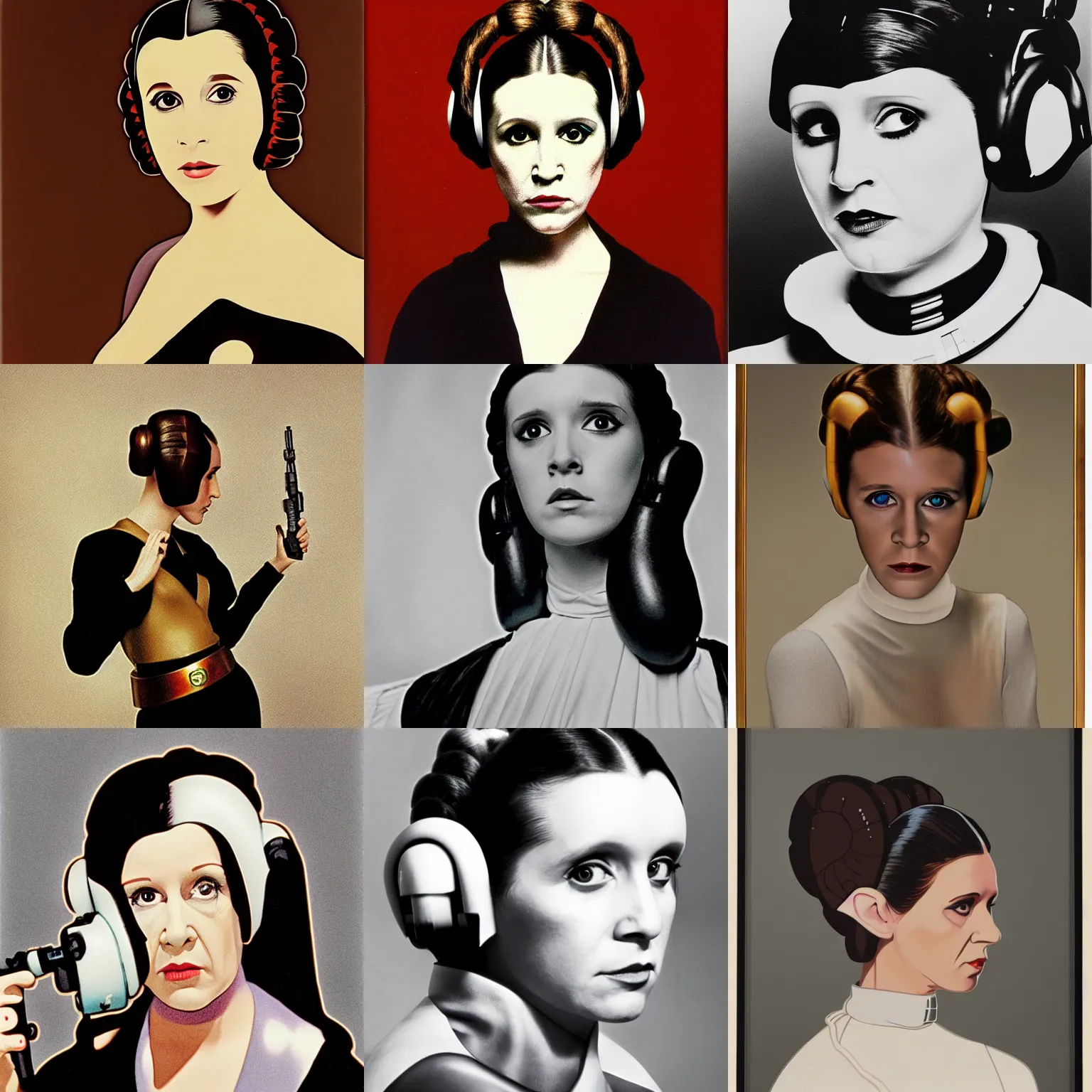 Prompt: a portrait of princess leia, by hartmut newton