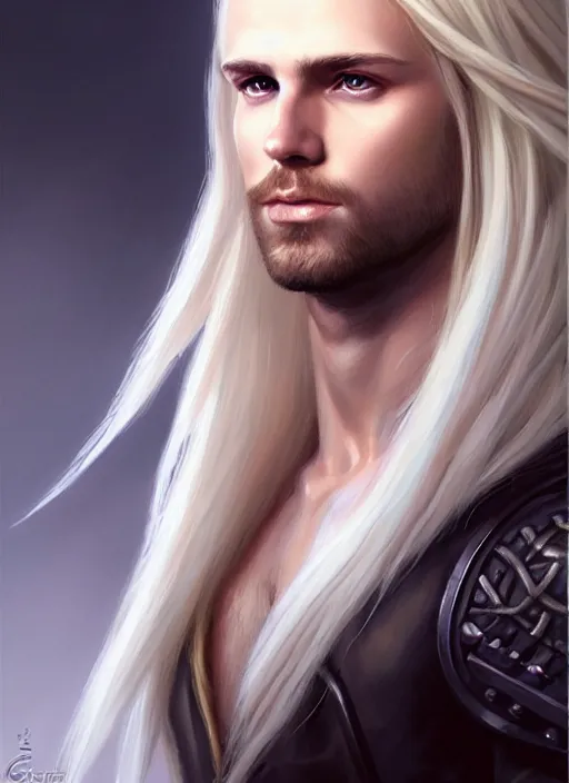 Image similar to a _ fantasy _ style _ portrait _ painting _ of male, long dark blonde hair and blonde stubble, white, rpg dnd oil _ painting _ unreal _ 5 _ daz. _ rpg _ portrait _ extremely _ detailed _ artgerm _ greg _ rutkowski _ greg