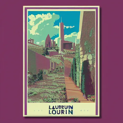 Image similar to retrofuturism print of lourmarin in the year 5 0 0 0