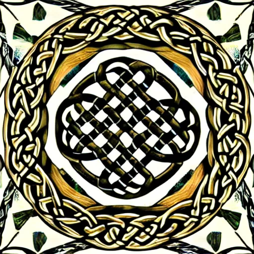 Prompt: ornate twisting three dimensional multilayered celtic pattern vortex inside a hexagonal shape, intricate detail, complex