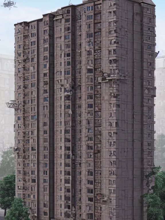 Image similar to soviet apartment building building, beautiful detailed miniature, isometric, 3d render, octane unreal render, ultra realistic, studio lighting, super detailed, 4k, simple