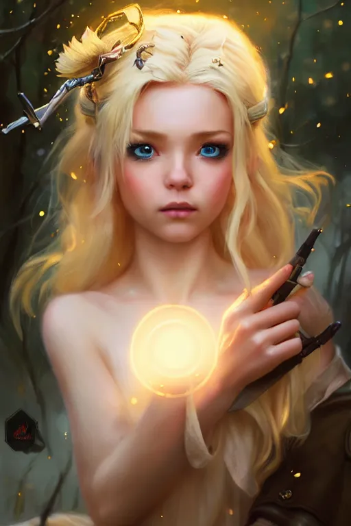 Image similar to cinematic shot of an epic portrait of a cute blonde fairy dressed in military clothes, stylised military clothes, shiny skin, beautiful eyes, beautiful, small details, night setting, realistic poster with volumetric light from craig mallism, artgerm, jeremy lipkin and michael garmash, unreal engine, radiant light, digital art, trends at art station, a masterpiece