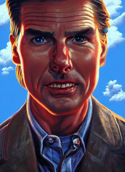 Image similar to small innocent tom cruise, evil beings pull the strings into his mind, they reach into his mind, twin peaks poster art, from scene from twin peaks, by michael whelan, artgerm, retro, nostalgic, old fashioned