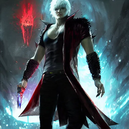 Image similar to nero from dmc 5 by greg rutkowski