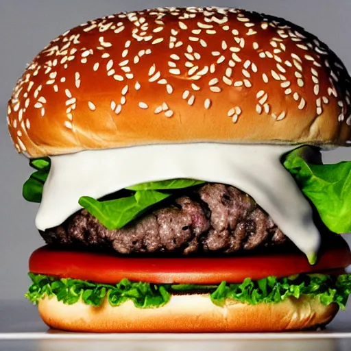 Image similar to a burger made of eyes and ears,