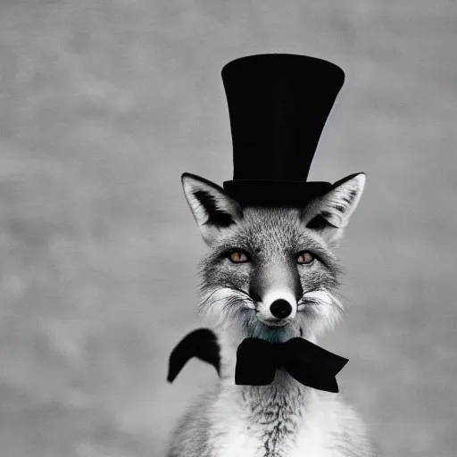 Image similar to 35mm photo of a Fox with a top hat