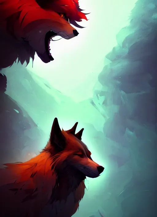 Image similar to beautiful headshot portrait of a black male anthropomorphic wolf fursona long red hair. character design by cory loftis, fenghua zhong, ryohei hase, ismail inceoglu and ruan jia. artstation, volumetric light, highly detailed, photorealistic, fantasy, rendered in octane