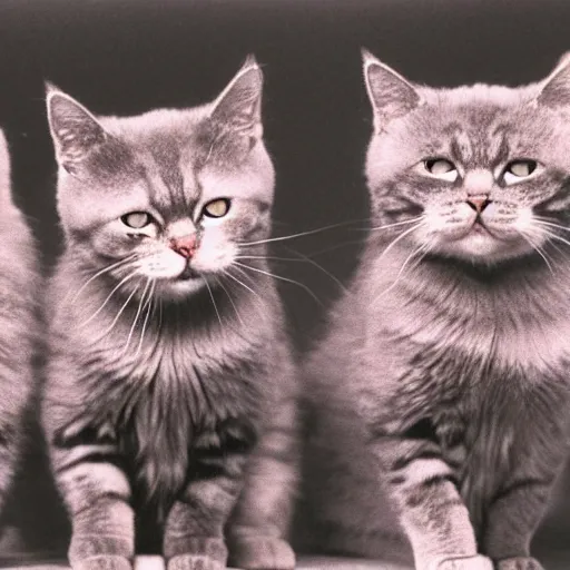 Prompt: a three headed cat, photographed by scientists in a lab