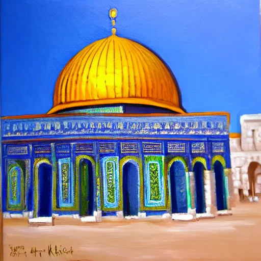 Prompt: dome of the rock, oil painting