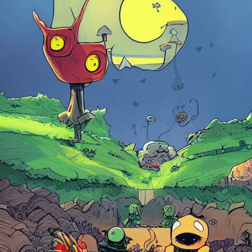 Image similar to a landscape, artwork by skottie young