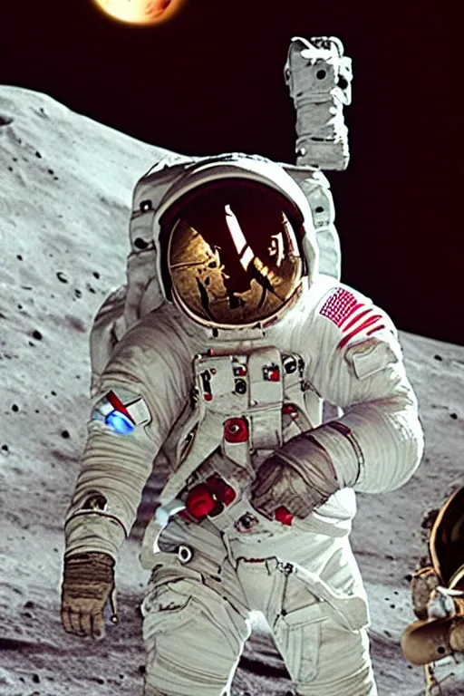 Image similar to astronaut drinking a bottle cola on the moon