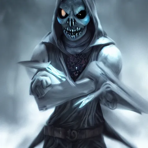 Image similar to photorealistic dark fantasy concept art of nightmare sans with his eye glowing, dynamic lighting, stunning visuals, ray tracing, beautiful scenery, cinematic, full body portrait, ultra detailed, hyper detail, stunning detail