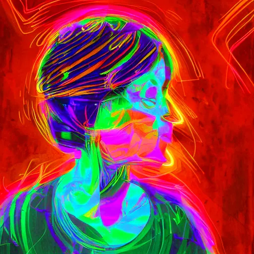 Image similar to “a woman with synesthesia listening to an orchestra at a concert hall, digital art”