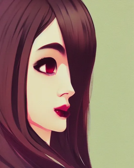 Image similar to a centered portrait of a beautiful nervous girl, ross tran, in the style of ilya kuvshinov. 7 0 mm
