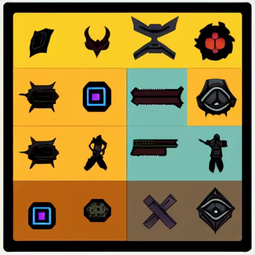 Prompt: combat skill icons from a cyberpunk style MMORPG