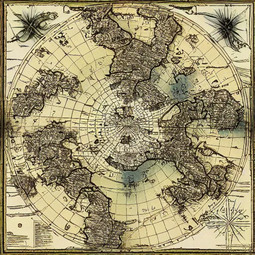 Image similar to ancient fantasy cartographer map extremely detailed