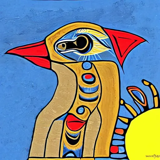 Image similar to raven eats the sun in haida tlingit art style
