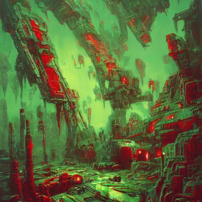 Image similar to gargantuan disappointment of flaky souls, red and green palette, by ( h. r. giger ) and paul lehr