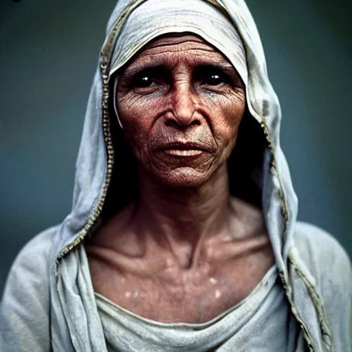 Prompt: a famous female's portrait, natural look, skin texture, extremely detailed, by steve mccurry,