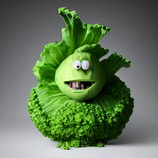 Prompt: a superhero made of cabbage with a colorful suit, photorealistic