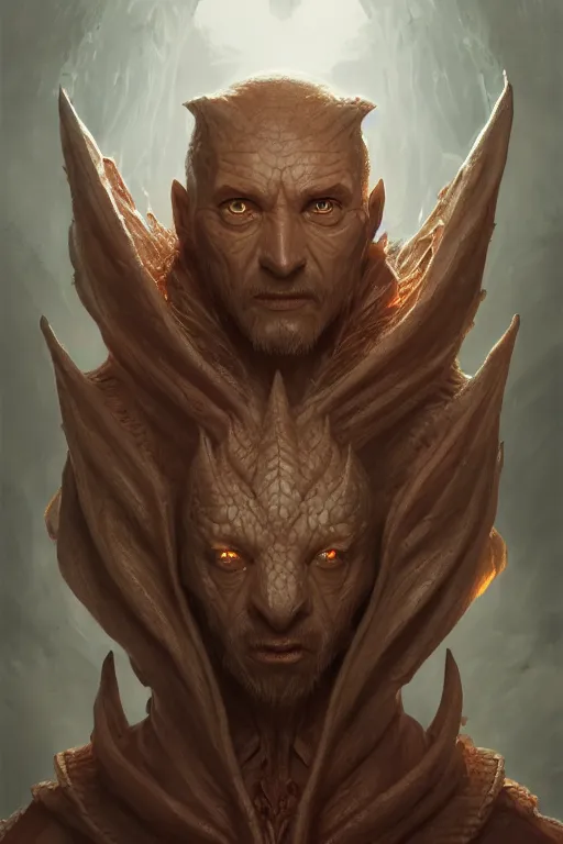 Prompt: human with a dragon face, wearing simple robes, highly detailed, d & d, fantasy, highly detailed, digital painting, trending on artstation, concept art, sharp focus, illustration, global illumination, shaded, art by artgerm and greg rutkowski and fuji choko and viktoria gavrilenko and hoang lap