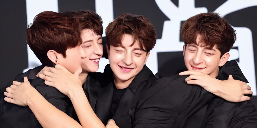 Image similar to charlie puth hugging Jung kook